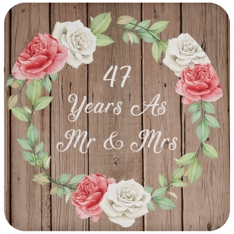 47th Anniversary 47 Years As Mr & Mrs - Drink Coaster B