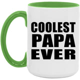 Coolest Papa (Grandpa) Ever - 15oz Accent Mug Green
