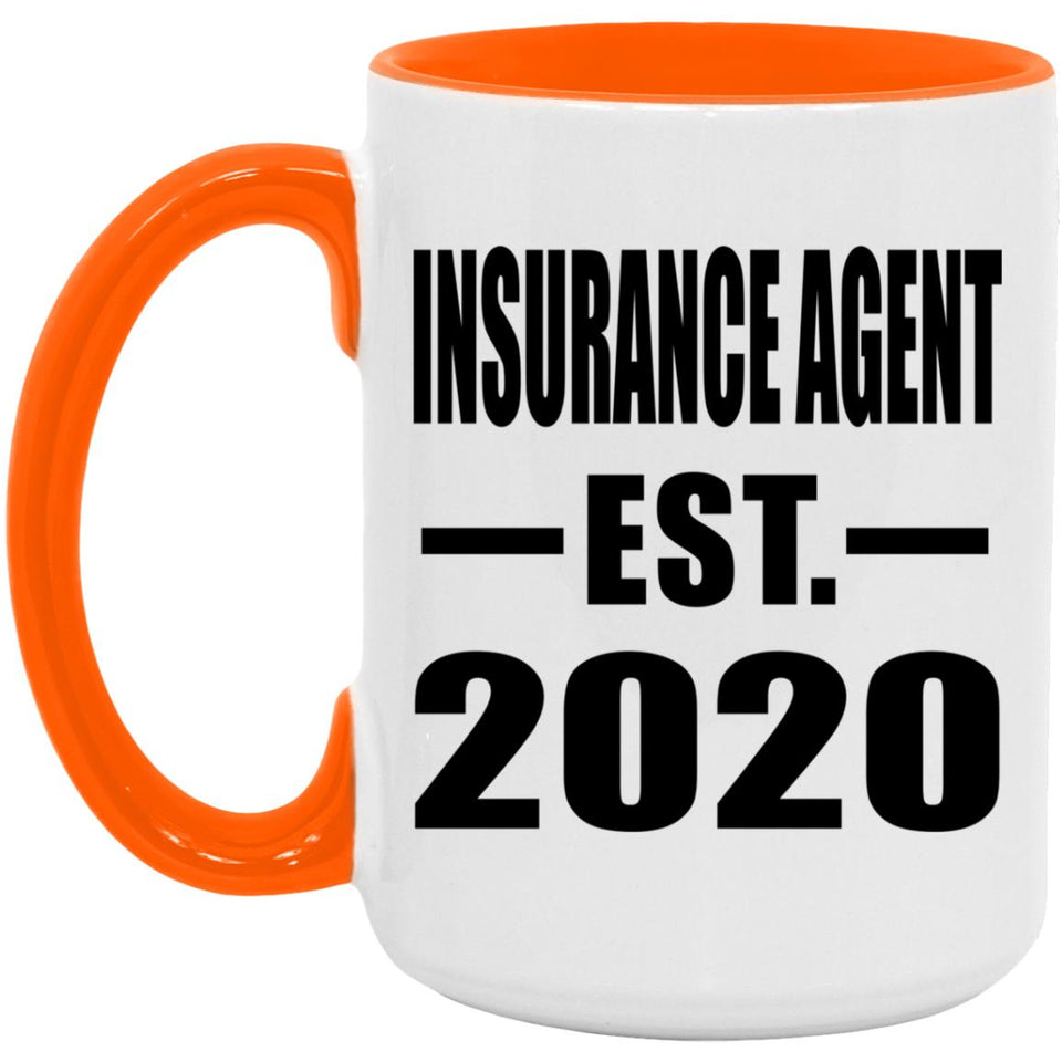 Insurance Agent Established EST. 2020 - 15oz Accent Mug Orange