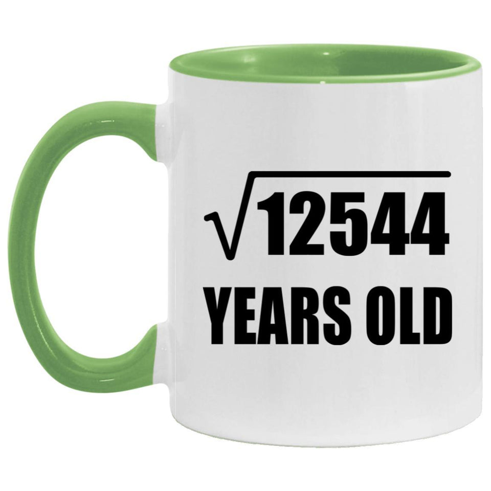 112th Birthday Square Root of 12544 Years Old - 11oz Accent Mug Green