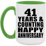 Happy 41st Anniversary 41 Years & Counting - 15oz Accent Mug Green