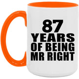 87th Anniversary 87 Years Of Being Mr Right - 15oz Accent Mug Orange