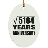72nd Anniversary Square Root of 5184 Years Anniversary - Oval Ornament