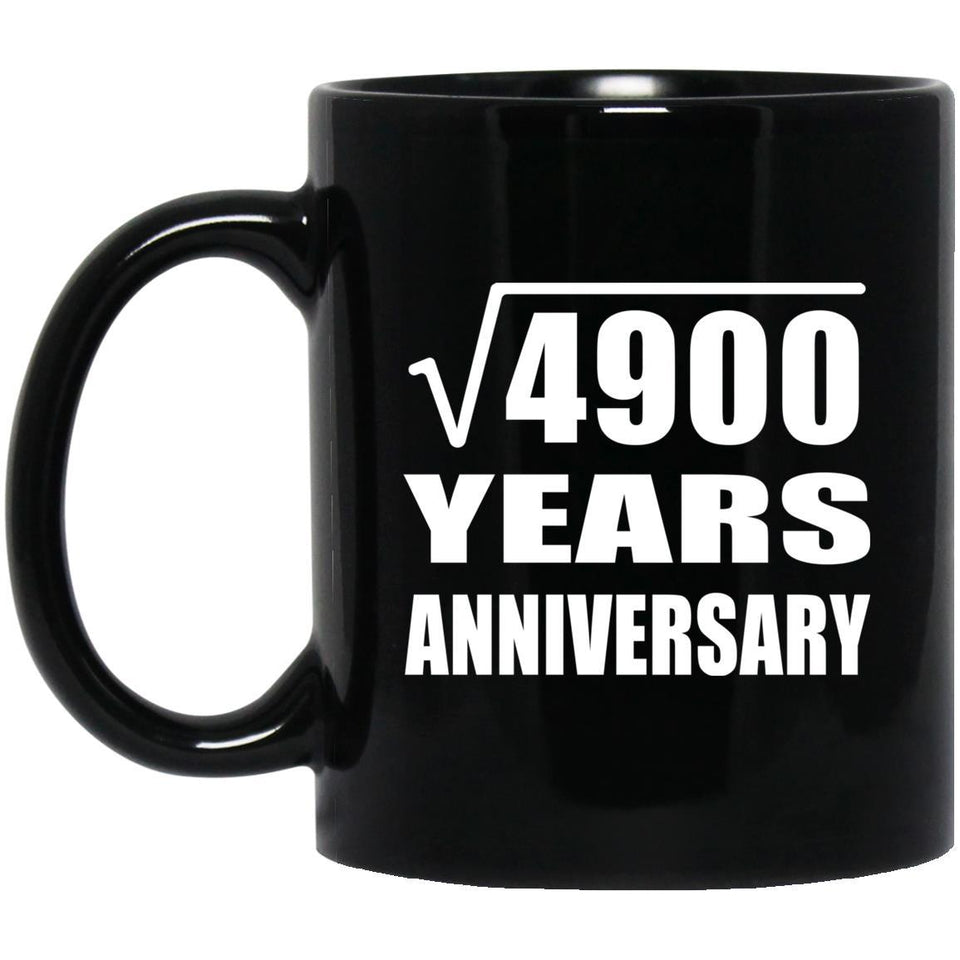 70th Anniversary Square Root of 4900 Years Anniversary - 11oz Coffee Mug Black