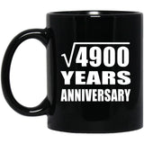 70th Anniversary Square Root of 4900 Years Anniversary - 11oz Coffee Mug Black