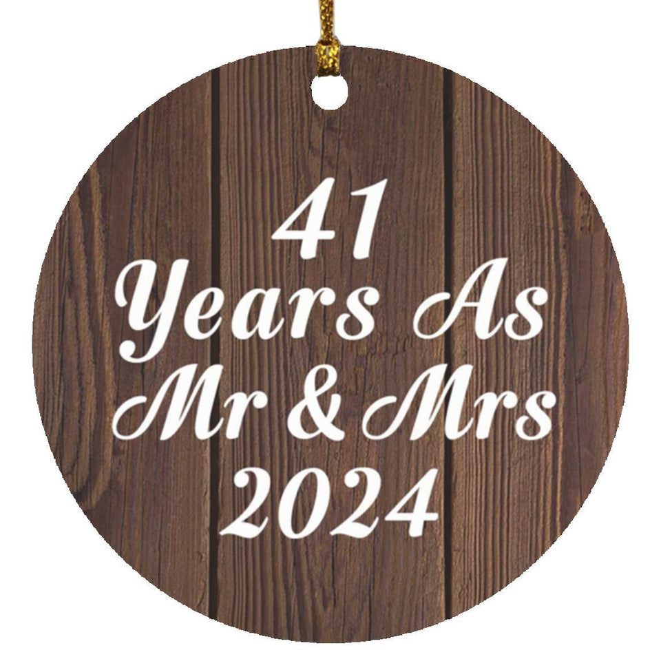 41st Anniversary 41 Years As Mr & Mrs 2024 - Circle Ornament D