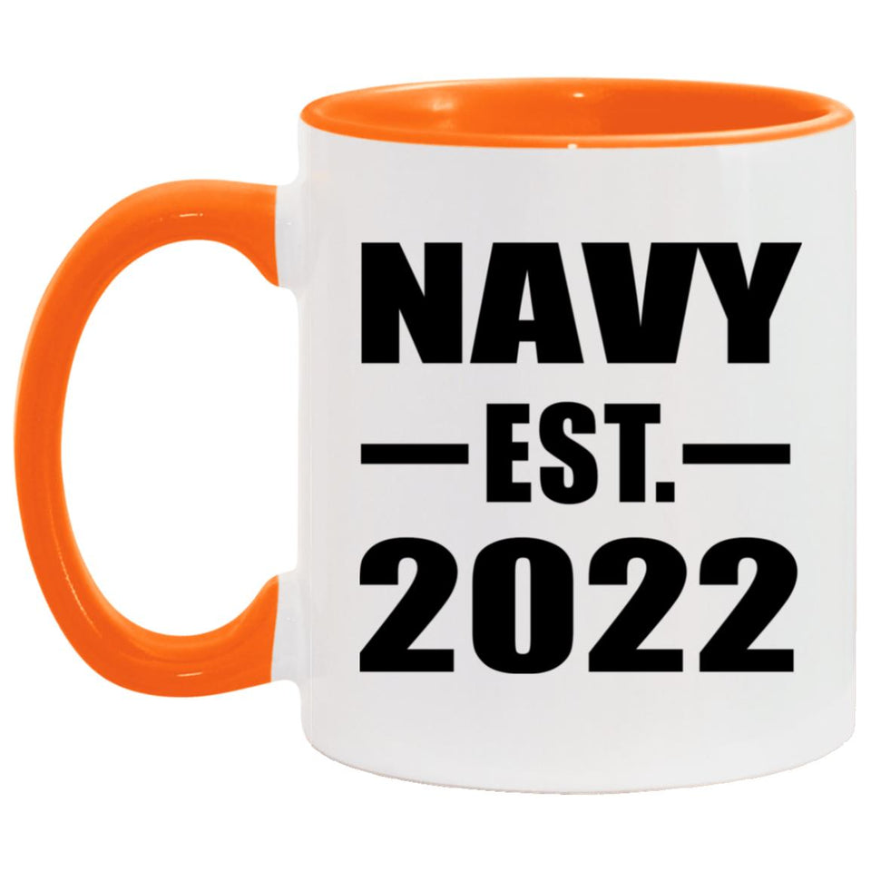 Navy Established EST. 2022 - 11oz Accent Mug Orange