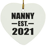 Nanny Established EST. 2021 - Heart Ornament