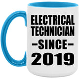 Electrical Technician Since 2019 - 15oz Accent Mug Blue