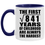 29th Birthday Square Root Of 841 Years Of Childhood - 11oz Accent Mug Purple
