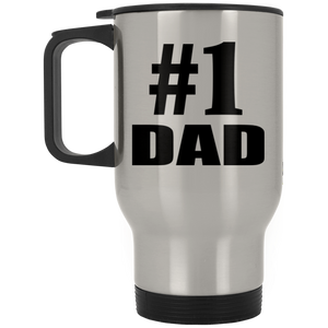 Number One #1 Dad - Silver Travel Mug