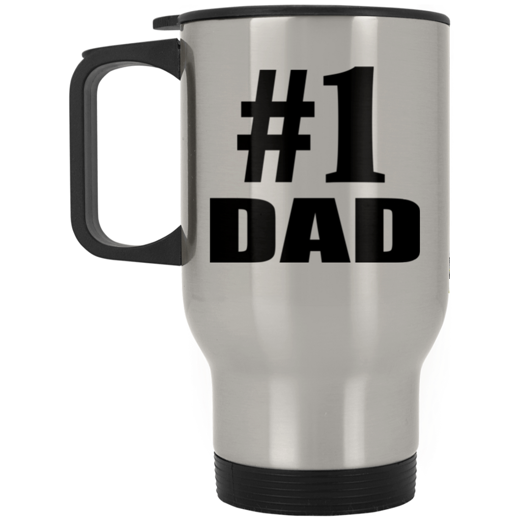 Number One #1 Dad - Silver Travel Mug
