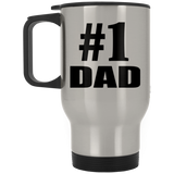 Number One #1 Dad - Silver Travel Mug
