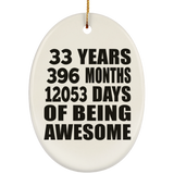 33rd Birthday 33 Years 396 Months 12053 Days Of Awesome - Oval Ornament