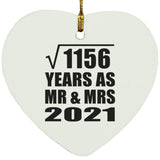 34th Anniversary Square Root of 1156 Years As Mr & Mrs 2021 - Heart Ornament