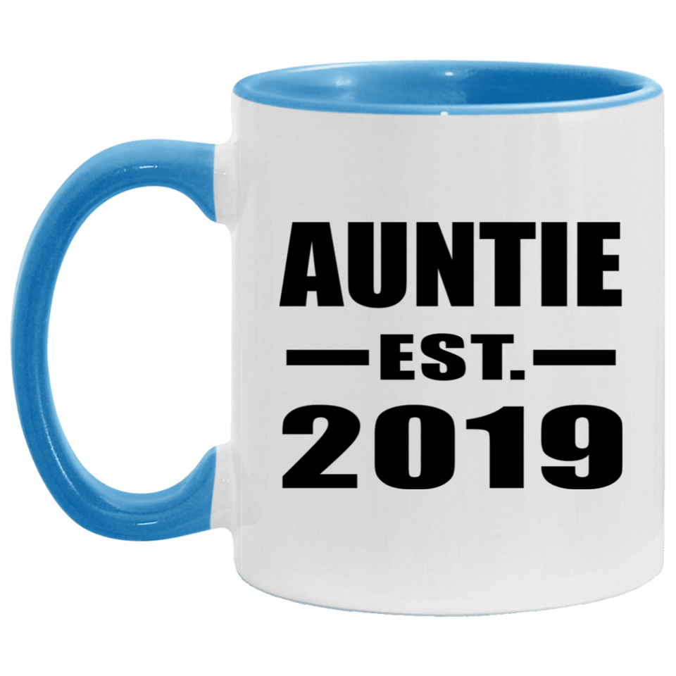Auntie Established EST. 2019 - 11oz Accent Mug Blue