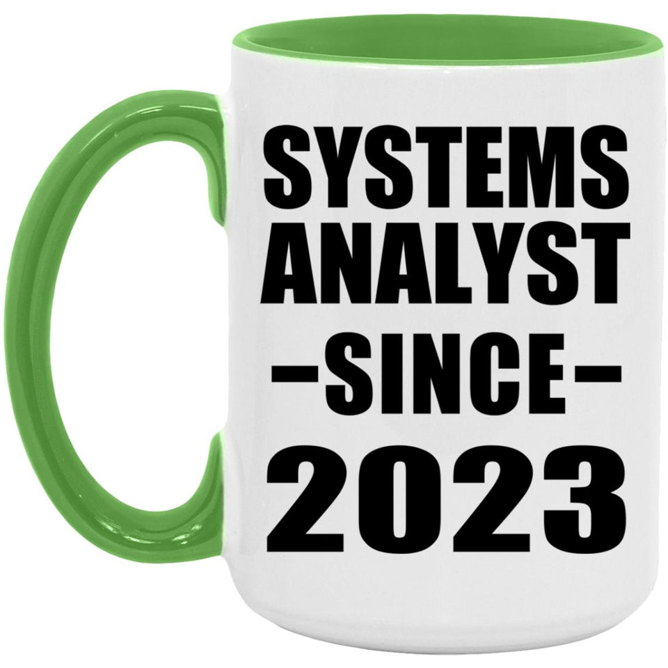 Systems Analyst Since 2023 - 15oz Accent Mug Green