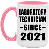 Laboratory Technician Since 2021 - 15oz Accent Mug Pink