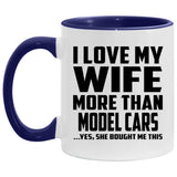 I Love My Wife More Than Model Cars - 11oz Accent Mug Purple