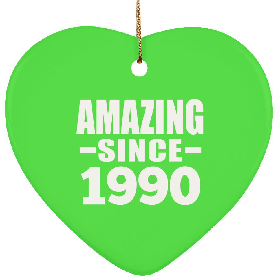 34th Birthday Amazing Since 1990 - Heart Ornament