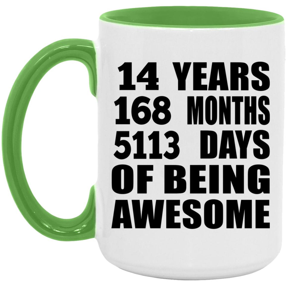 14th Birthday 14 Years 168 Months 5113 Days Of Awesome - 15oz Accent Mug Green