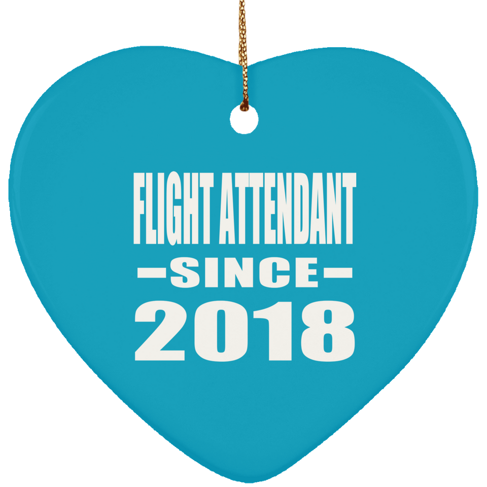 Flight Attendant Since 2018 - Heart Ornament