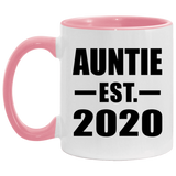Auntie Established EST. 2020 - 11oz Accent Mug Pink