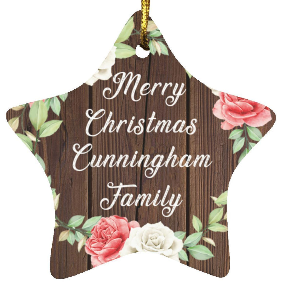 Merry Christmas Cunningham Family - Star Ornament A