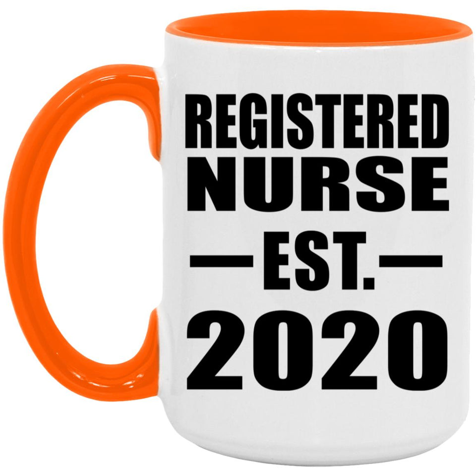 Registered Nurse Established EST. 2020 - 15oz Accent Mug Orange