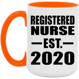 Registered Nurse Established EST. 2020 - 15oz Accent Mug Orange