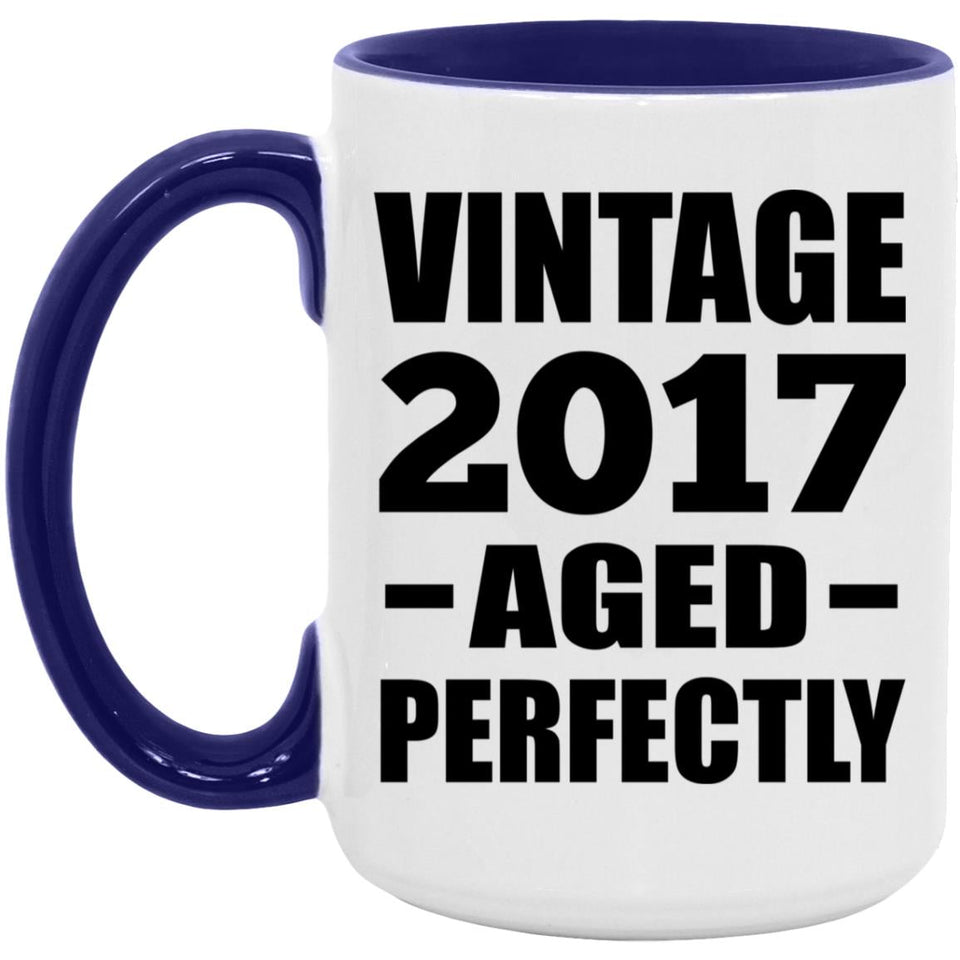 7th Birthday Vintage 2017 Aged Perfectly - 15oz Accent Mug Purple