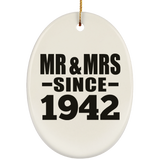 82nd Anniversary Mr & Mrs Since 1942 - Oval Ornament