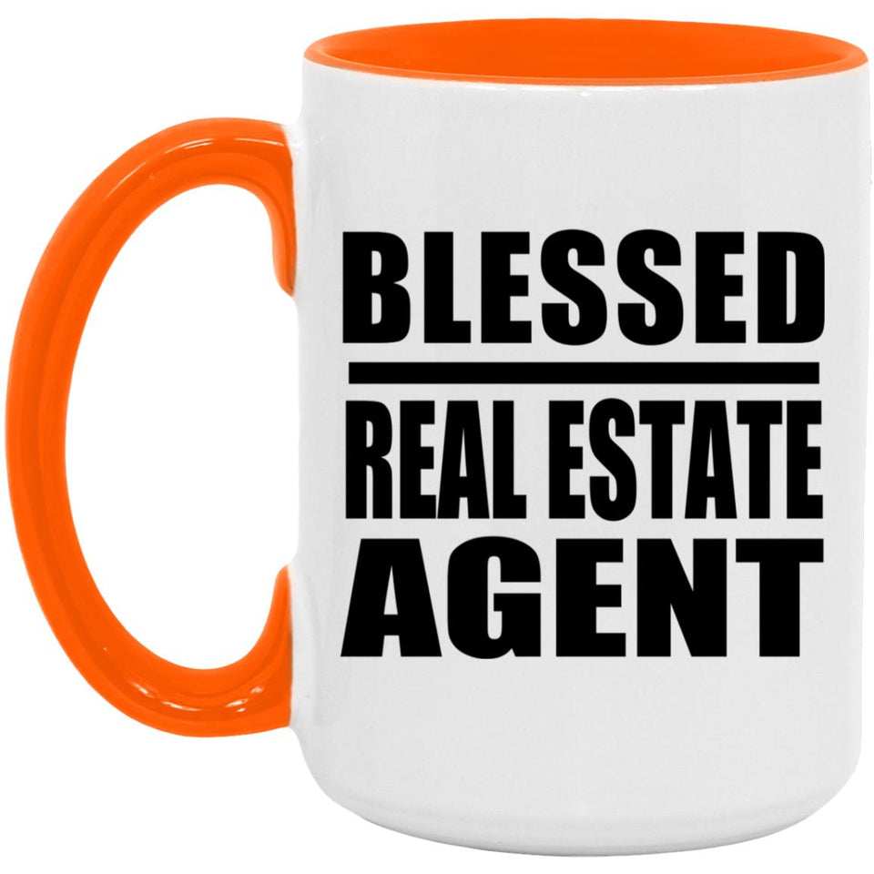 Blessed Real Estate Agent - 15oz Accent Mug Orange