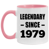 45th Birthday Legendary Since 1979 - 11oz Accent Mug Pink
