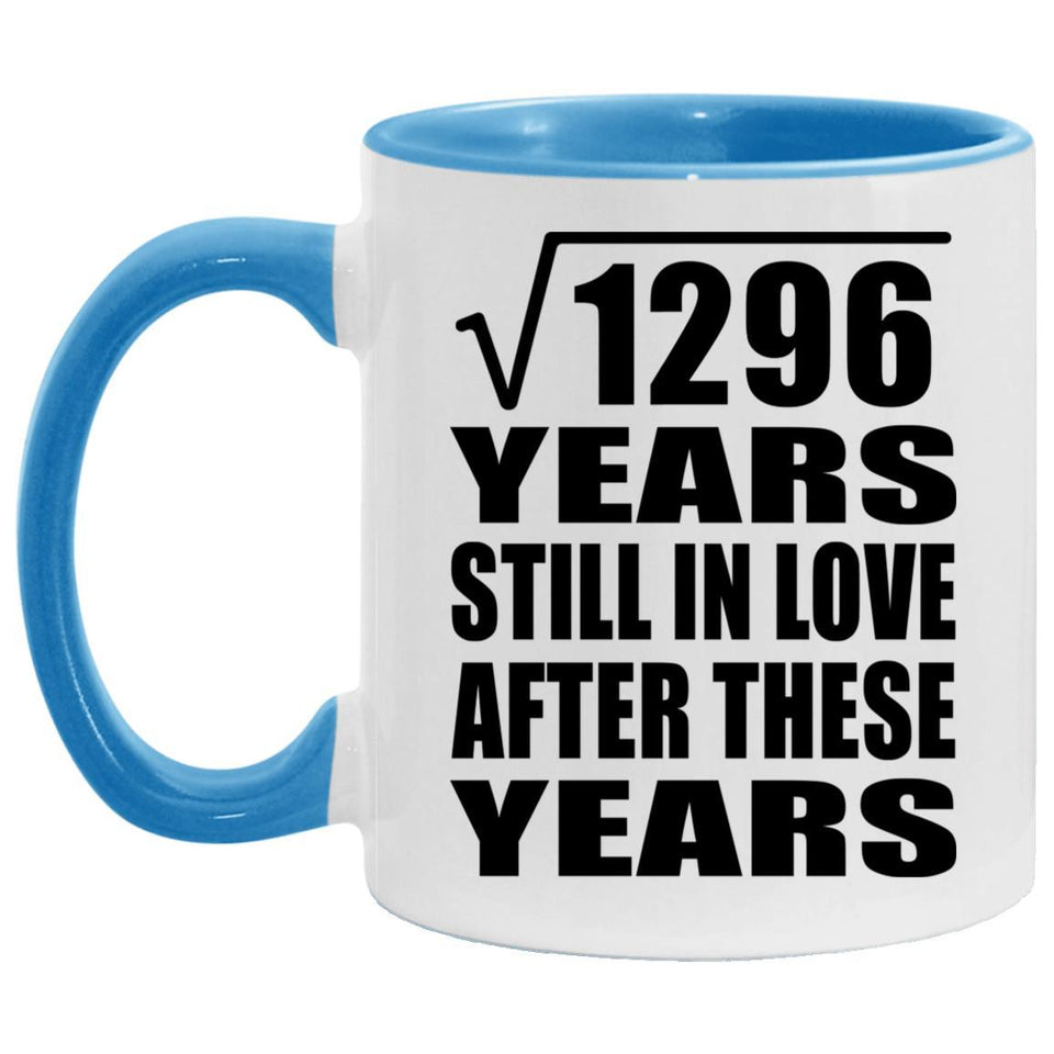36th Anniversary Square Root of 1296 Years Still In Love - 11oz Accent Mug Blue