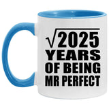 45th Anniversary Square Root of 2025 Years of Mr Perfect - 11oz Accent Mug Blue