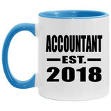 Accountant Established EST. 2018 - 11oz Accent Mug Blue