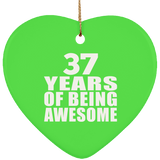 37th Birthday 37 Years Of Being Awesome - Heart Ornament