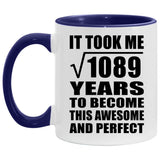 33rd Birthday Took Square Root of 1089 Years To Awesome - 11oz Accent Mug Purple