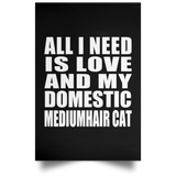 All I Need Is Love And My Domestic Mediumhair Cat - Poster Portrait