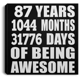87th Birthday 87 Years 1044 Months 31776 Days Of Awesome - Canvas Square