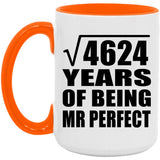 68th Anniversary Square Root of 4624 Years of Mr Perfect - 15oz Accent Mug Orange