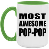 Most Awesome Pop-Pop - 15oz Accent Mug Green