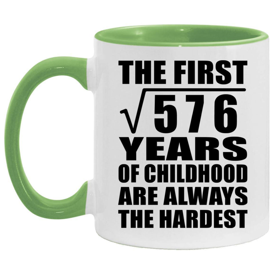 24th Birthday Square Root of 576 Years of Childhood - 11oz Accent Mug Green