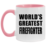 World's Greatest Firefighter - 11oz Accent Mug Pink