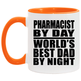 Pharmacist By Day World's Best Dad By Night - 11oz Accent Mug Orange