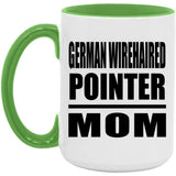 German Wirehaired Pointer Mom - 15oz Accent Mug Green