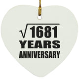 41st Anniversary Square Root of 1681 Years Anniversary - Heart Ornament