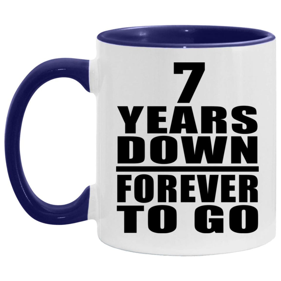 7th Anniversary 7 Years Down Forever to Go - 11oz Accent Mug Purple