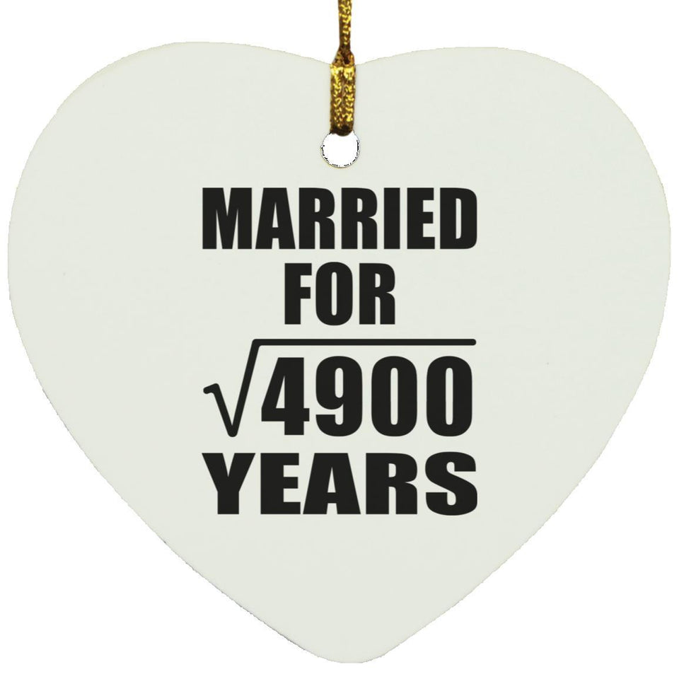 70th Anniversary Married For Square Root of 4900 Years - Heart Ornament